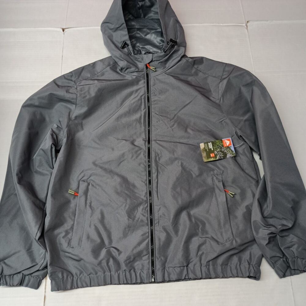 NWT‎ Ozark Trail Windbreaker Jacket Men's Size M Medium Gray Zip Pockets Hooded